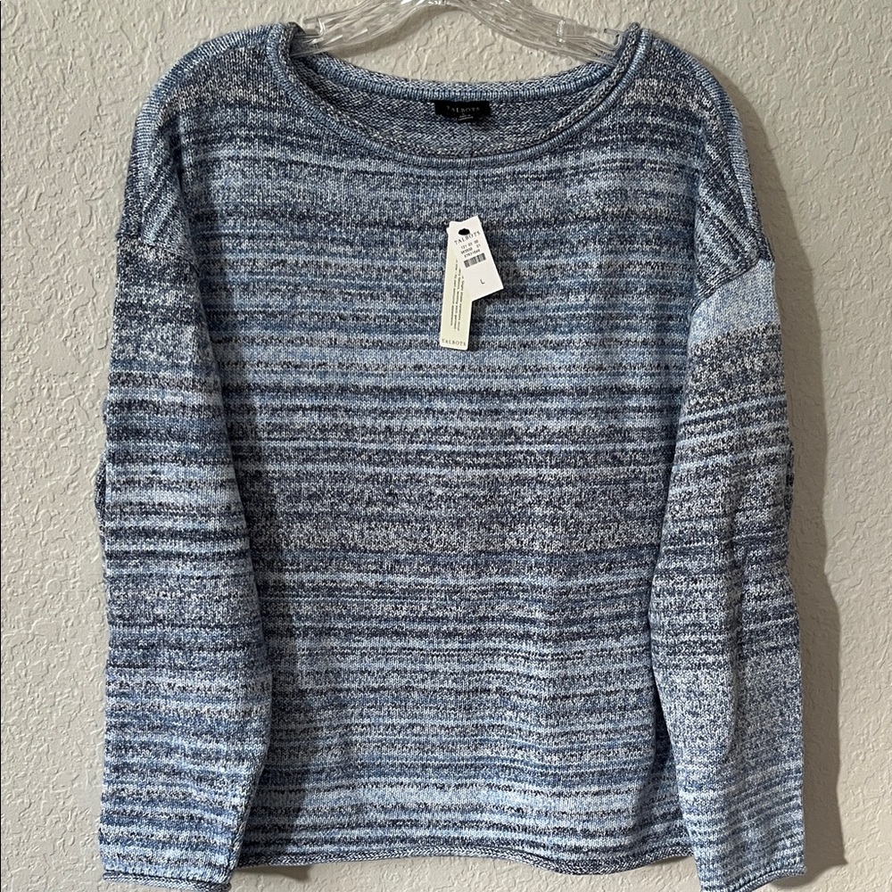 Talbots Heathered Blue Crew Neck Sweater Size Large